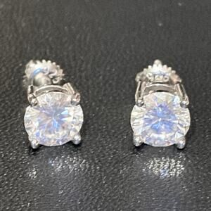 1.5 ct Moissanite Stud Earrings • 925 Sterling Silver • Screwback • New in Box